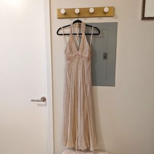 BCBG Halter Evening Dress, Sand Color, Size 2